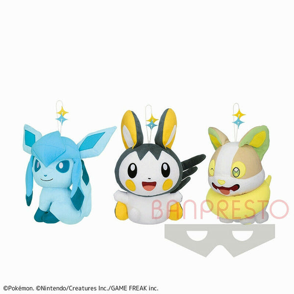 Pokemon Glaceon, Emolga, Yamper 10" Plush Doll set